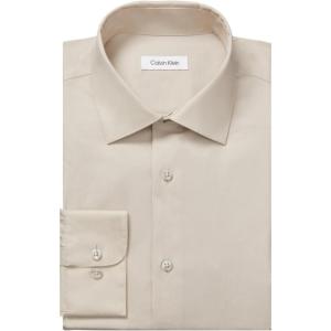 imageCalvin Klein Mens Non Iron Slim Fit Herringbone French Cuff Dress ShirtDune