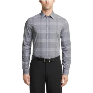 imageCalvin Klein Mens Non Iron Slim Fit Herringbone French Cuff Dress ShirtGraphite
