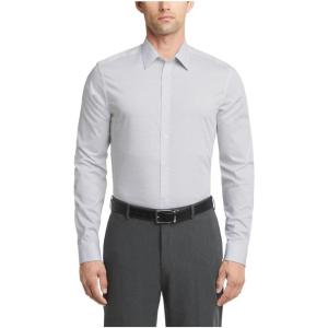 imageCalvin Klein Mens Non Iron Slim Fit Herringbone French Cuff Dress ShirtGray