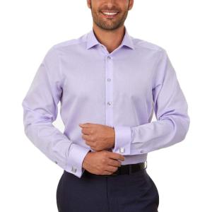 imageCalvin Klein Mens Non Iron Slim Fit Herringbone French Cuff Dress ShirtLilac