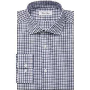 imageCalvin Klein Mens Non Iron Slim Fit Herringbone French Cuff Dress ShirtPrussian Blue