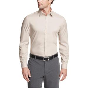 imageCalvin Klein Mens Non Iron Slim Fit Herringbone French Cuff Dress ShirtSand