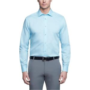 imageCalvin Klein Mens Non Iron Slim Fit Herringbone French Cuff Dress ShirtTropical Breeze