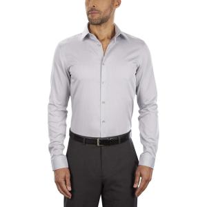 imageCalvin Klein Mens Slim Fit NonIron Herringbone Dress ShirtSmoke