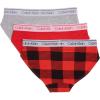 imageCalvin Klein Boys Little Modern Cotton Assorted Briefs Underwear 3 PackRed Buffalo PlaidHigh Risk RedHeather Gray