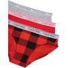 imageCalvin Klein Boys Little Modern Cotton Assorted Briefs Underwear 3 PackRed Buffalo PlaidHigh Risk RedHeather Gray