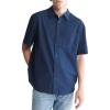 imageCalvin Klein Mens Solid Pocket ButtonDown Short Sleeve Easy ShirtDark Sapphire