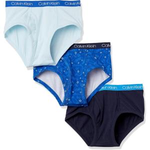 imageCalvin Klein Boys Little Modern Cotton Assorted Briefs Underwear 3 PackBlack IrisBlue