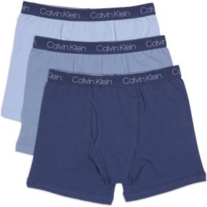 imageCalvin Klein Boys Little Modern Cotton Assorted Briefs Underwear 3 PackBlue IndigoAshley BlueSkyway