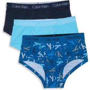 imageCalvin Klein Boys Little Modern Cotton Assorted Briefs Underwear 3 PackDeep Moat BlueBlack IrisSky High