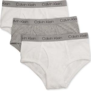 imageCalvin Klein Boys Little Modern Cotton Assorted Briefs Underwear 3 PackHeather Grey  Classic White  Classic White