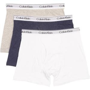 imageCalvin Klein Boys Little Modern Cotton Assorted Briefs Underwear 3 PackHeather GreyHeather BlueWhite