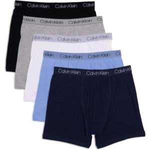 imageCalvin Klein Boys Modern Cotton Boxer Briefs 5 PackBlackGreyWhiteIndigoNavy