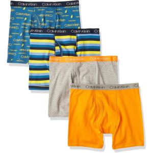 imageCalvin Klein Boys Underwear Four Pack Boxer Brief Value PackBlueOrange Pack