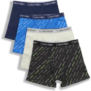 imageCalvin Klein Boys Underwear Four Pack Boxer Brief Value PackCk Logo Blue Black Iris Blue Heather Grey Black Ck Logo