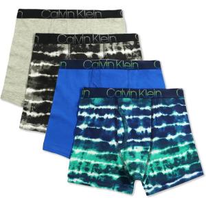 imageCalvin Klein Boys Underwear Four Pack Boxer Brief Value PackCool TiedyeVictoria BlueBlack TiedyeHeather Grey