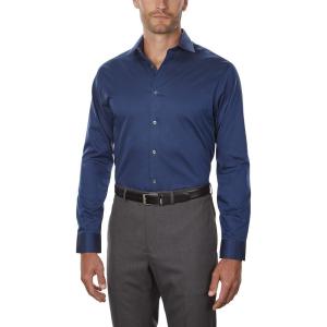 imageCalvin Klein Mens Regular Fit Non Iron Herringbone Spread Collar Dress ShirtBlue Velvet