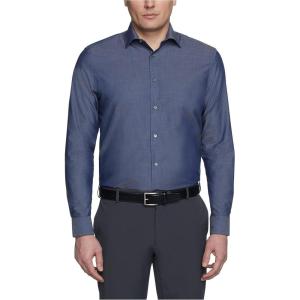 imageCalvin Klein Mens Regular Fit Non Iron Herringbone Spread Collar Dress ShirtSmokey Blue