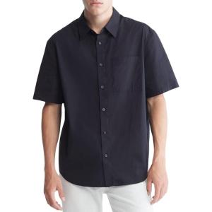 imageCalvin Klein Mens Solid Pocket ButtonDown Short Sleeve Easy ShirtBlack Beauty