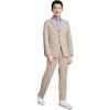 imageCalvin Klein Boys Blazer Suit Jacket 2 Single Breasted Closure Buttoned Cuffs ampamp Front Flap PocketsKhaki Sharkskin
