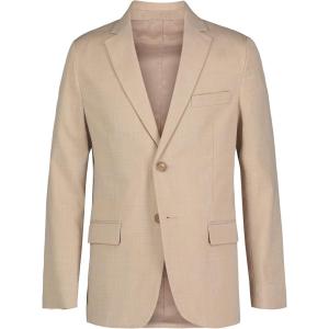 imageCalvin Klein Boys Blazer Suit Jacket 2 Single Breasted Closure Buttoned Cuffs ampamp Front Flap PocketsKhaki Sharkskin