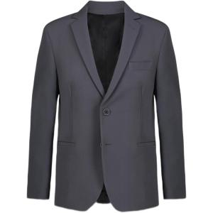 imageCalvin Klein Boys Blazer Suit Jacket 2 Single Breasted Closure Buttoned Cuffs ampamp Front Flap PocketsTech Ebony Performance