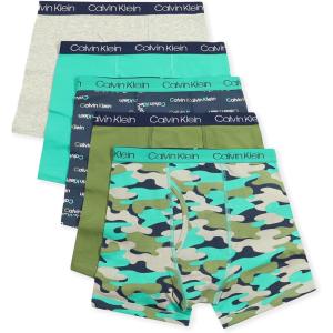 imageCalvin Klein Boys Modern Cotton Boxer Briefs 5 PackHeather GreyCamoNavyGreenOlive