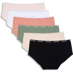 imageCalvin Klein Girls Underwear Soft Cotton Hipster Panties 6Pack BlueHeatherBlack Large US