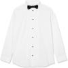 imageCalvin Klein boys Long Sleeve Tuxedo Dress Shirt With Bow Tie Buttondown Style With Classic Pleated Bib Includes Matching Hanky