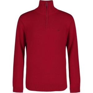 imageCalvin Klein Boys Half Zip Pullover Sweater Ribbed Neckline ampamp Logo DetailingBurgundy Solid