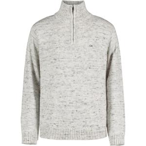 imageCalvin Klein Boys Half Zip Pullover Sweater Ribbed Neckline ampamp Logo DetailingCream Space Dye