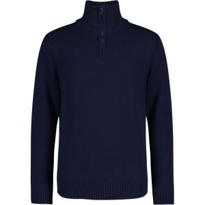 imageCalvin Klein Boys Half Zip Pullover Sweater Ribbed Neckline ampamp Logo DetailingDark Blue Solid