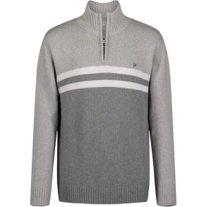 imageCalvin Klein Boys Half Zip Pullover Sweater Ribbed Neckline ampamp Logo DetailingGrey Heather