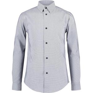 imageCalvin Klein Boys Long Sleeve Patterned Dress Shirt Buttondown Style With Cuffs ampamp Shirttail HemJet Stream