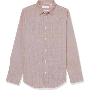 imageCalvin Klein Boys Long Sleeve Patterned Dress Shirt Buttondown Style With Cuffs ampamp Shirttail HemRed