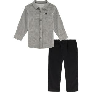imageCalvin Klein boys 2 Pieces Long Sleeve Woven Shirt SetWhite  Black