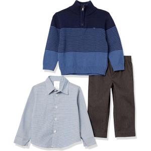 imageCalvin Klein boys 3piece Sweater Dress Shirt and Pants SetBlue Block