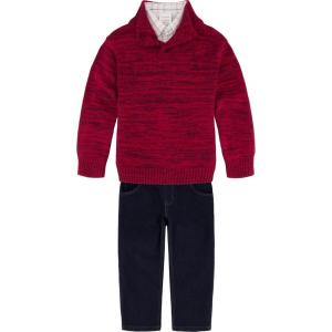 imageCalvin Klein boys 3piece Sweater Dress Shirt and Pants SetRed Marled