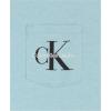 imageCalvin Klein Boys Short Sleeve Pocket Logo Crew Neck TShirt Soft Comfortable Relaxed FitBlue Elixer Heather