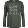 imageCalvin Klein Boys Big Long Sleeve Crew Neck TShirt Soft Comfortable Relaxed FitAligned Deep Forest