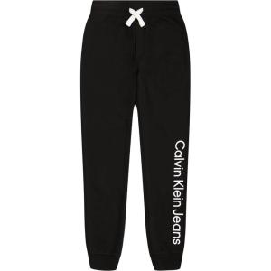imageCalvin Klein Boys Big Pullon Fleece Jogger Sweatpants Drawstring ClosureVertical Logo Black Fc17