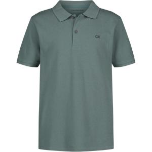 imageCalvin Klein Boys Short Sleeve Micro Pique Solid Polo Button Closure Soft ampamp ComfortableArctic