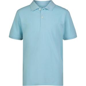 imageCalvin Klein Boys Short Sleeve Micro Pique Solid Polo Button Closure Soft ampamp ComfortableBlue Elixer
