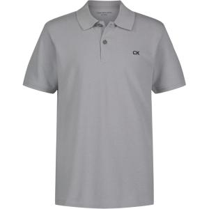 imageCalvin Klein Boys Short Sleeve Micro Pique Solid Polo Button Closure Soft ampamp ComfortableClassic Quarry