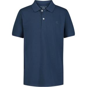 imageCalvin Klein Boys Short Sleeve Micro Pique Solid Polo Button Closure Soft ampamp ComfortableDark Denim