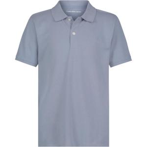 imageCalvin Klein Boys Short Sleeve Micro Pique Solid Polo Button Closure Soft ampamp ComfortableFaded Denim