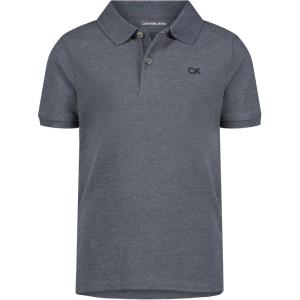 imageCalvin Klein Boys Short Sleeve Micro Pique Solid Polo Button Closure Soft ampamp ComfortableHemisphere Heather