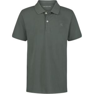 imageCalvin Klein Boys Short Sleeve Micro Pique Solid Polo Button Closure Soft ampamp ComfortableIcy Pine