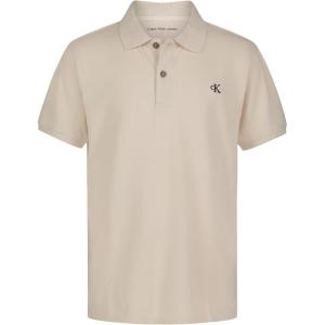 imageCalvin Klein Boys Short Sleeve Micro Pique Solid Polo Button Closure Soft ampamp ComfortableOatmeal