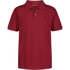imageCalvin Klein Boys Short Sleeve Micro Pique Solid Polo Button Closure Soft ampamp ComfortableRed Carpet